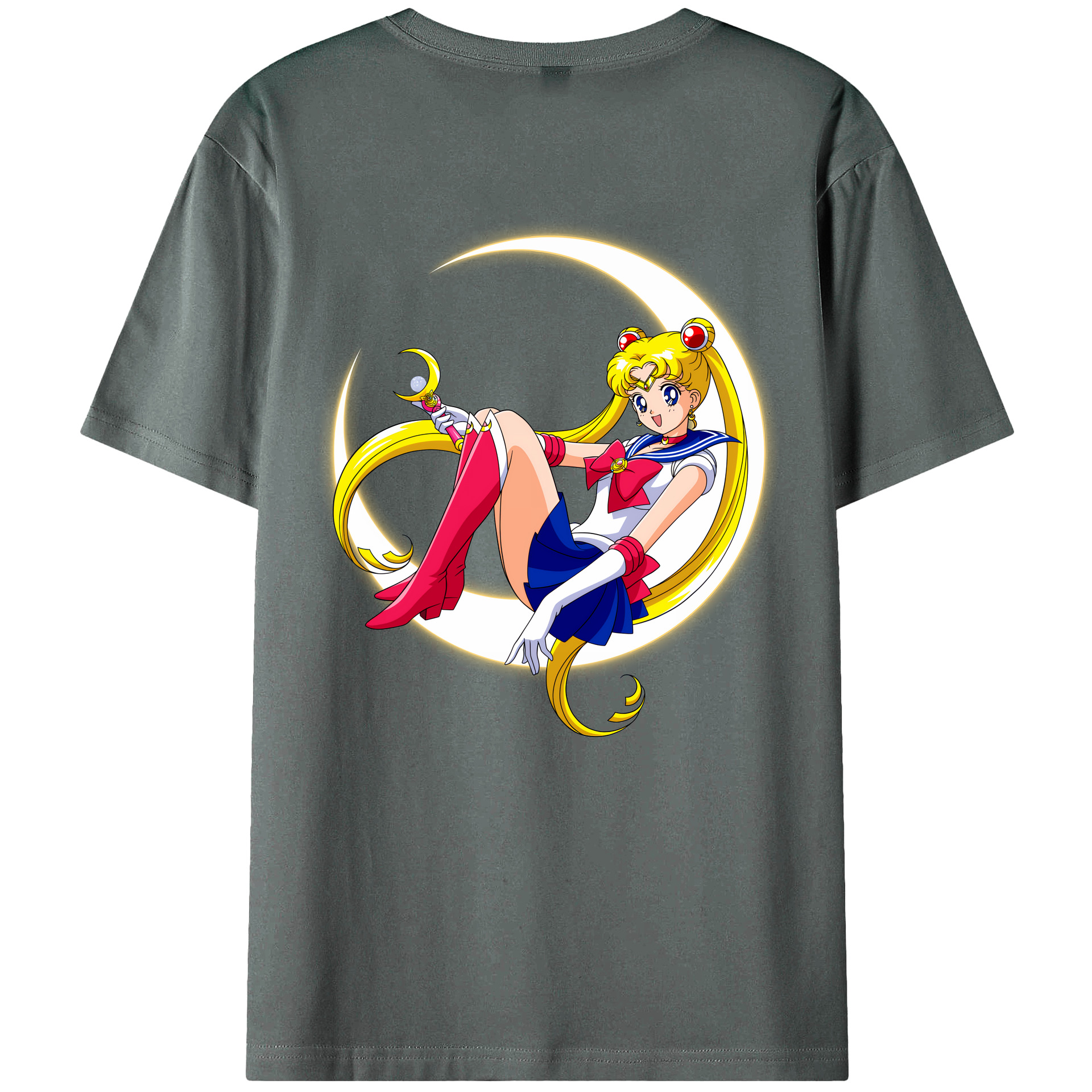 （画像用） 美少女戦士セーラームーン 月野 うさぎ つきの うさぎ Sailor Moon Tsukino Usagi 綿100％ メンズ半袖Tシャツ（バックプリント） 通気性